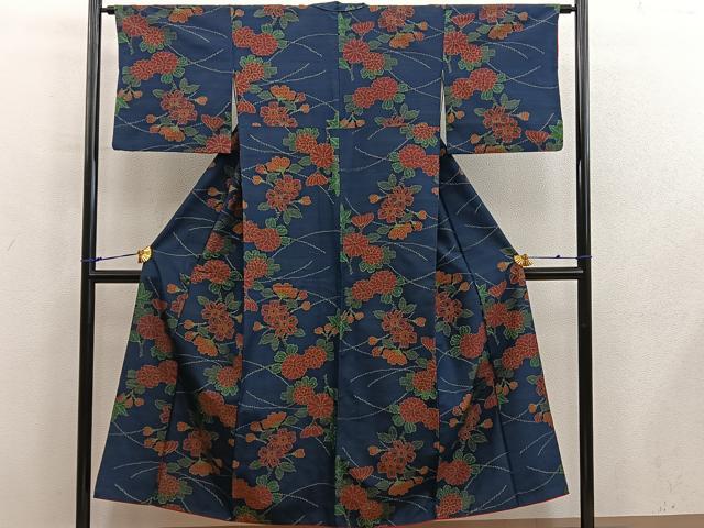 平和屋着物■上質な紬　菊花文　正絹　逸品　BAAX8920mz