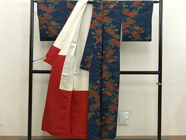 平和屋着物■上質な紬　菊花文　正絹　逸品　BAAX8920mz