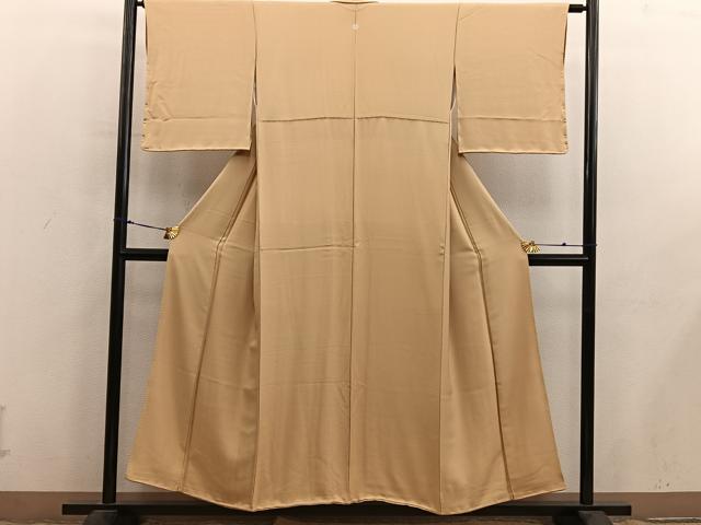 平和屋着物■上質な色無地　紗綾形地紋　黄朽葉色　正絹　逸品　BAAX8921mz