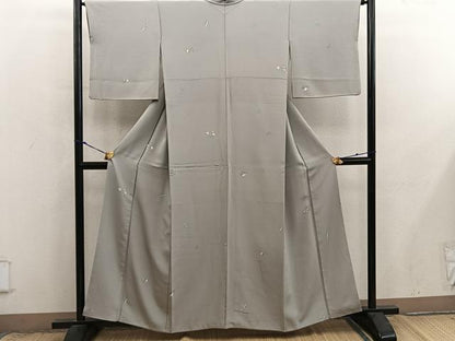 平和屋着物●上質な小紋　枝葉文　ろうけつ染め　正絹　逸品　BAAX8925mz