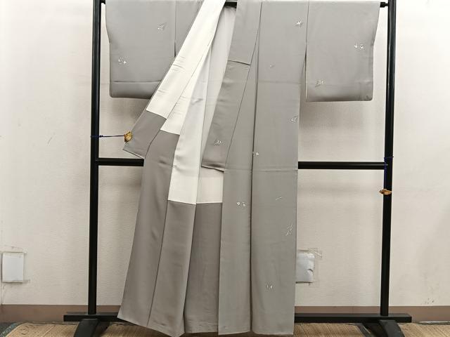 平和屋着物●上質な小紋　枝葉文　ろうけつ染め　正絹　逸品　BAAX8925mz