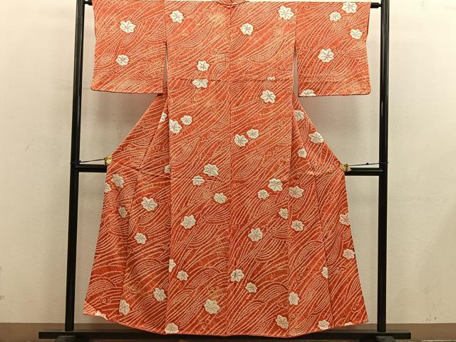 平和屋着物■上質な小紋　総絞り　楓文　正絹　逸品　BAAX8926mz