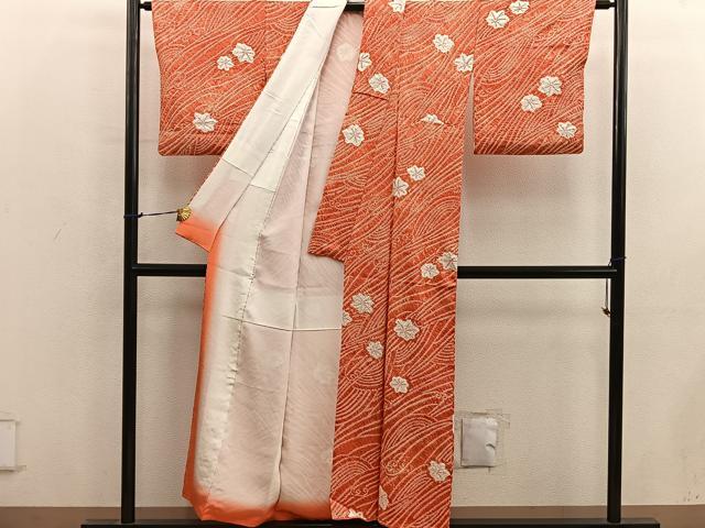 平和屋着物■上質な小紋　総絞り　楓文　正絹　逸品　BAAX8926mz