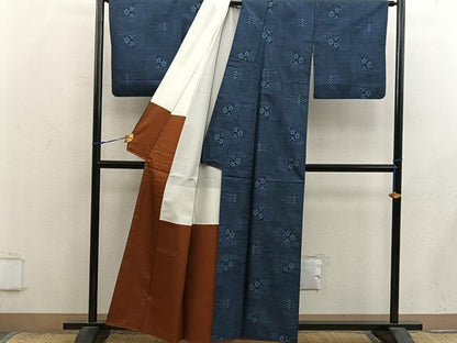 平和屋着物■本場村山大島紬　草花文　正絹　逸品　BAAX8928mz