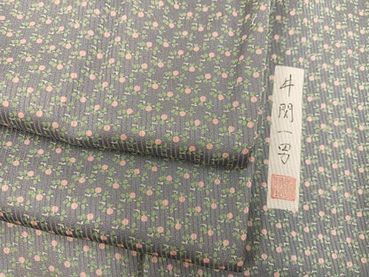 平和屋着物●江戸小紋　井関一男　草花文　正絹　逸品　BAAX8930mz