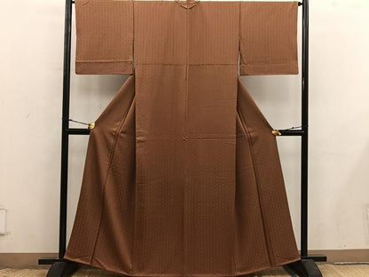 平和屋着物■上質な色無地　蜀江花地紋　灰茶色　正絹　逸品　BAAX8932mz