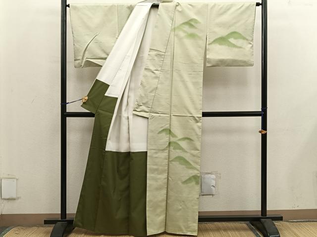 平和屋着物■訪問着　紬地　遠山文　正絹　逸品　BAAX8933mz
