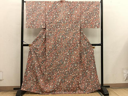 平和屋着物■上質な小紋　更紗花文　正絹　逸品　BAAX8934mz