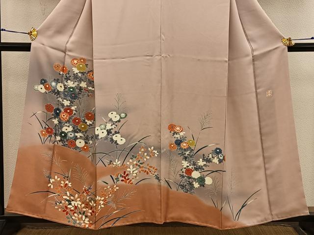 平和屋着物■上質な小紋　作家物　菊花文　正絹　逸品　BAAX8935mz