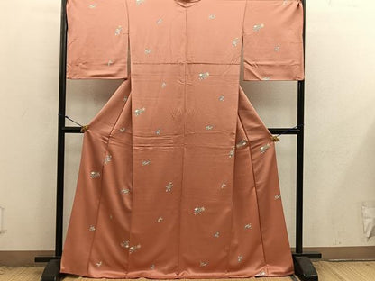 平和屋着物■上質な小紋　枝花文　正絹　逸品　BAAX8938mz