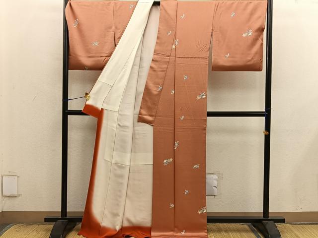 平和屋着物■上質な小紋　枝花文　正絹　逸品　BAAX8938mz