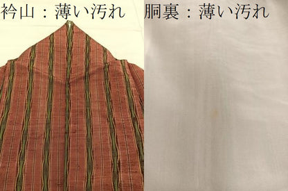 平和屋着物■上質な紬　間道　正絹　逸品　BAAX8940mz