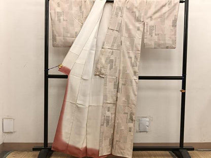 平和屋着物■結城紬　80亀甲　幾何学文様　正絹　逸品　BAAX8944mz