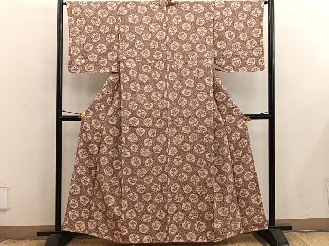 平和屋着物■上質な小紋　草花文　たたき染め　正絹　逸品　BAAX8945mz