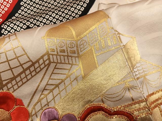 平和屋着物■豪華振袖　駒刺繍　舟　梅花文　金彩　正絹　逸品　BAAX8949mz
