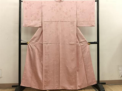 平和屋着物■上質な色無地　草花地紋　宍色　正絹　逸品　BAAX8950mz