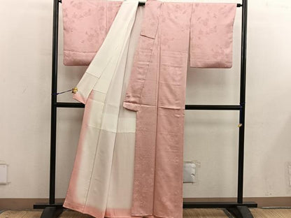 平和屋着物■上質な色無地　草花地紋　宍色　正絹　逸品　BAAX8950mz