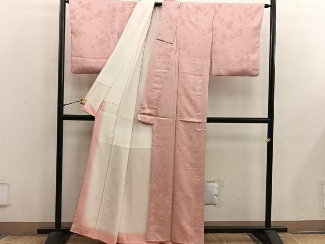 平和屋着物■上質な色無地　草花地紋　宍色　正絹　逸品　BAAX8950mz