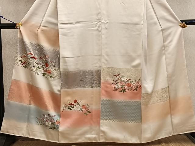 平和屋着物●訪問着　総刺繍　菊花文　暈し染め　金彩　正絹　逸品　BAAX8951mz