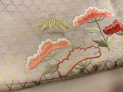 平和屋着物●訪問着　総刺繍　菊花文　暈し染め　金彩　正絹　逸品　BAAX8951mz
