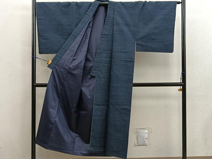 平和屋着物■男性　紬　アンサンブル　網代織　黒緑色　正絹　逸品　未使用　BAAX8953mz