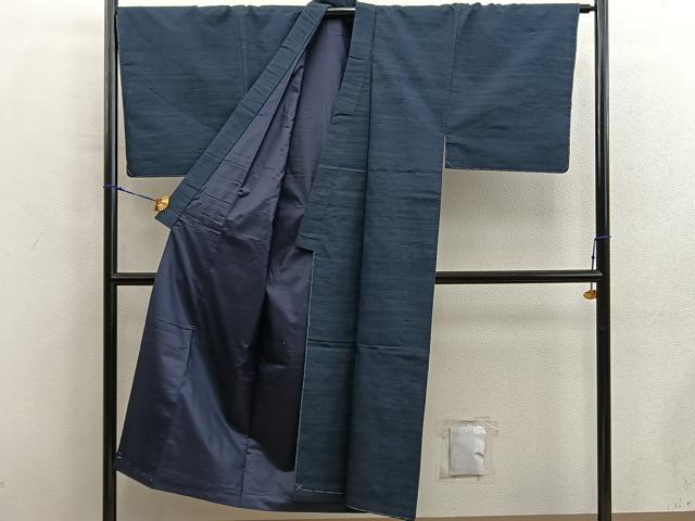 平和屋着物■男性　紬　アンサンブル　網代織　黒緑色　正絹　逸品　未使用　BAAX8953mz