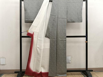 平和屋着物●上質な小紋　鹿の子文様　正絹　逸品　BAAX8956mz