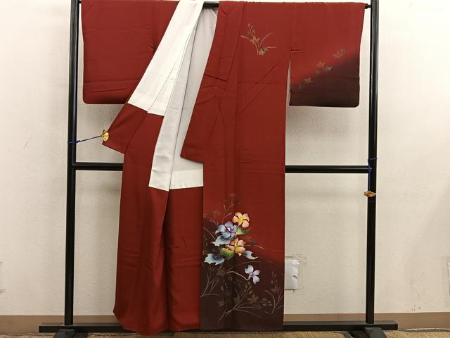 平和屋着物■訪問着　草花文　暈し染め　正絹　逸品　BAAX8957mz
