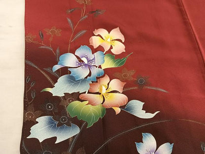 平和屋着物■訪問着　草花文　暈し染め　正絹　逸品　BAAX8957mz