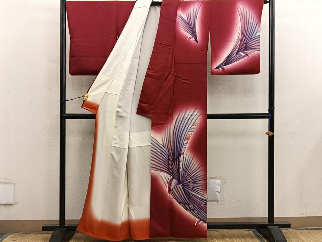 平和屋着物■訪問着　舞蝶文　暈し染め　金銀彩　正絹　逸品　BAAX8961mz
