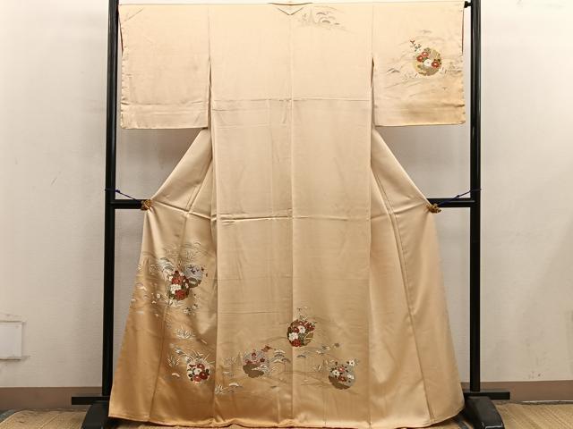 平和屋着物●訪問着　刺繍　雪輪花文　金彩　正絹　逸品　BAAX8965mz