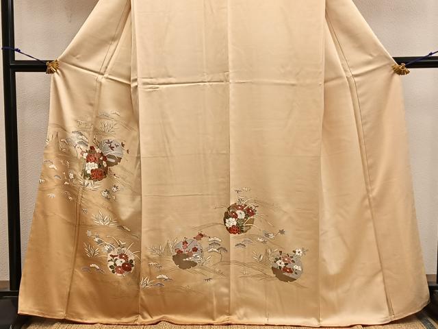 平和屋着物●訪問着　刺繍　雪輪花文　金彩　正絹　逸品　BAAX8965mz