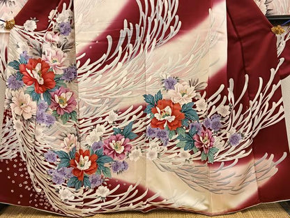 平和屋着物■豪華振袖　刺繍　草花文　暈し染め　正絹　逸品　BAAX8968mz