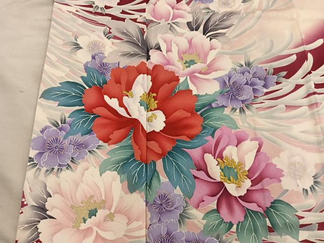 平和屋着物■豪華振袖　刺繍　草花文　暈し染め　正絹　逸品　BAAX8968mz