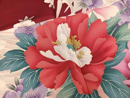 平和屋着物■豪華振袖　刺繍　草花文　暈し染め　正絹　逸品　BAAX8968mz