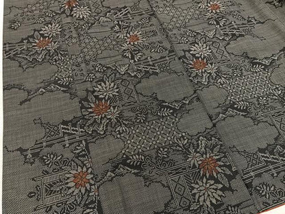 平和屋着物■本場大島紬　9マルキ　雲重ね文菊花文　正絹　逸品　BAAX8971mz