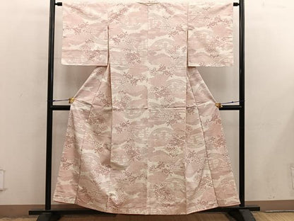 平和屋着物■上質な紬　草花文　正絹　逸品　BAAX8972mz