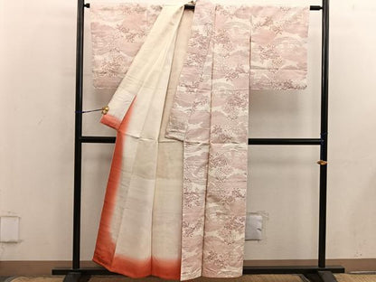 平和屋着物■上質な紬　草花文　正絹　逸品　BAAX8972mz