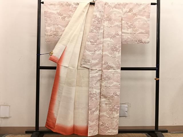 平和屋着物■上質な紬　草花文　正絹　逸品　BAAX8972mz