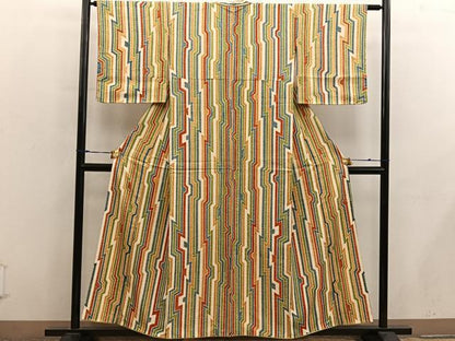 平和屋着物■上質な小紋　幾何学文様　正絹　逸品　BAAX8976mz