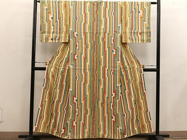 平和屋着物■上質な小紋　幾何学文様　正絹　逸品　BAAX8976mz