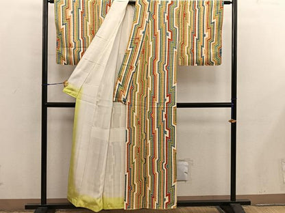 平和屋着物■上質な小紋　幾何学文様　正絹　逸品　BAAX8976mz