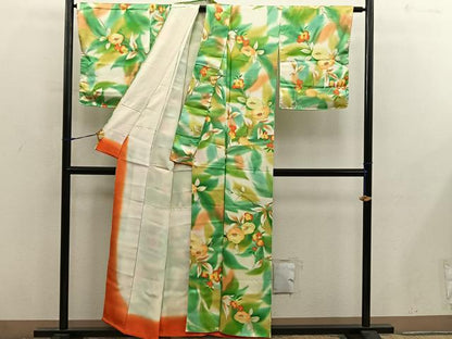 平和屋着物■上質な小紋　手描き　枝花文　暈し染め　正絹　逸品　BAAX8977mz