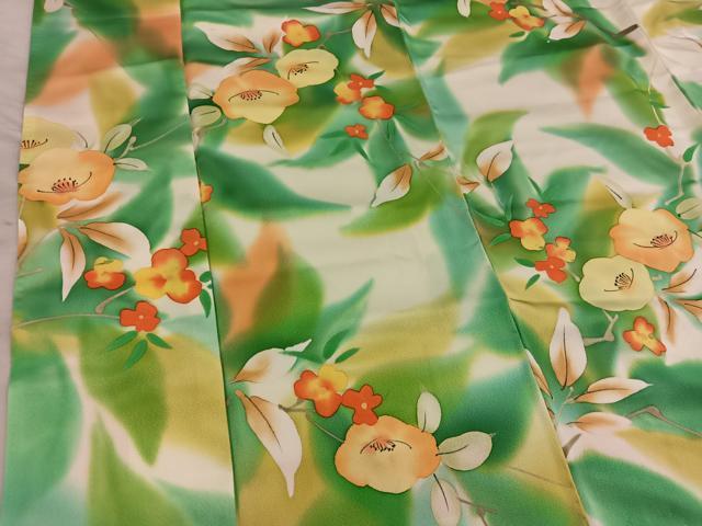 平和屋着物■上質な小紋　手描き　枝花文　暈し染め　正絹　逸品　BAAX8977mz