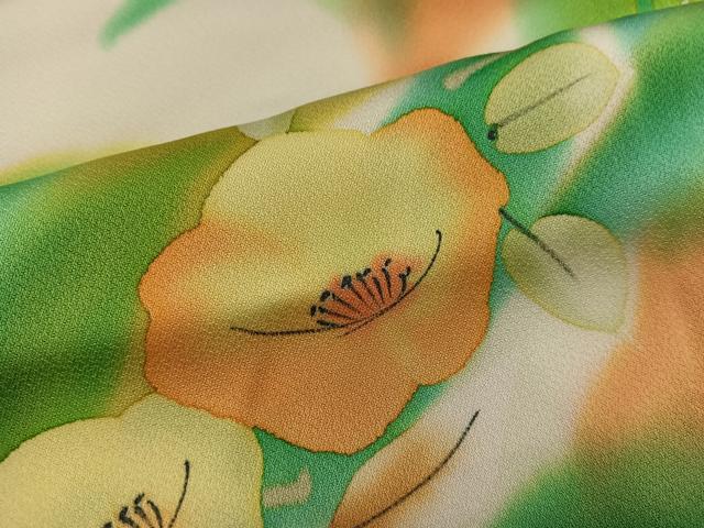 平和屋着物■上質な小紋　手描き　枝花文　暈し染め　正絹　逸品　BAAX8977mz