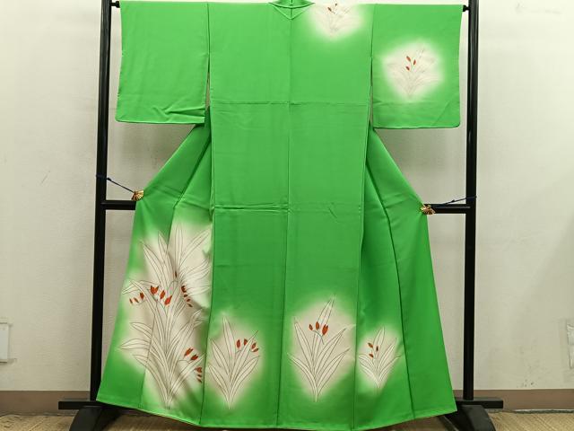 平和屋着物■訪問着　草葉文　暈し染め　金彩　正絹　逸品　BAAX8985mz