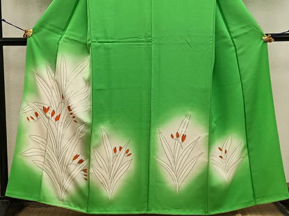 平和屋着物■訪問着　草葉文　暈し染め　金彩　正絹　逸品　BAAX8985mz