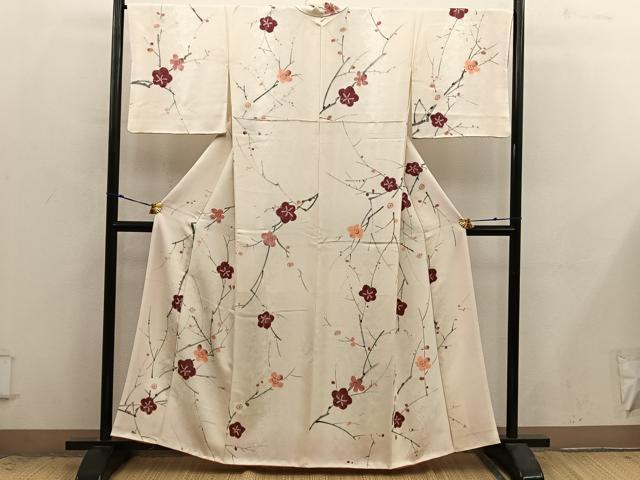 平和屋着物■上質な小紋　絞り　枝梅文　正絹　逸品　BAAX8990mz