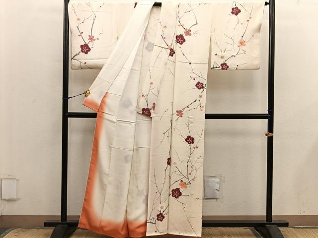 平和屋着物■上質な小紋　絞り　枝梅文　正絹　逸品　BAAX8990mz