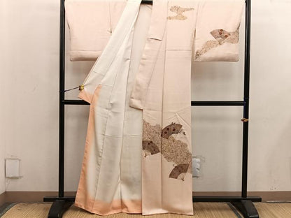 平和屋着物■訪問着　刺繍　扇面花文　金彩　正絹　逸品　BAAX8991mz